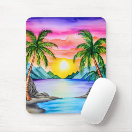 Mousepad Island Tropical Beach Sunset