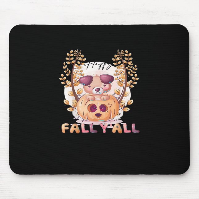 Mousepad It’s Fall Y’all Pumpkin Halloween Cat Autumn (Frente)