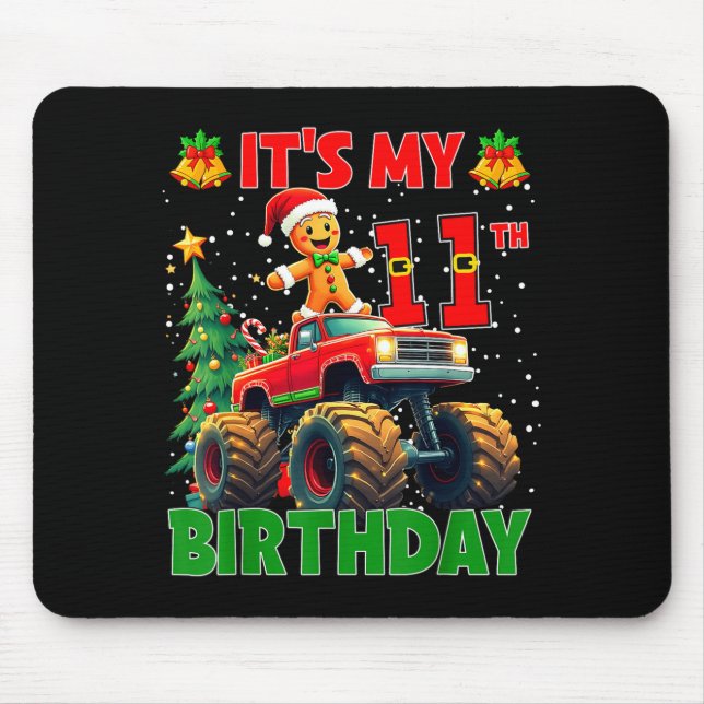 Mousepad It’s My 11th Birthday Gingerbread Monster Truck Ch (Frente)