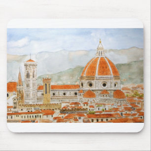 Mousepad Itália Florence Catedral Duomo - pintura aquarela