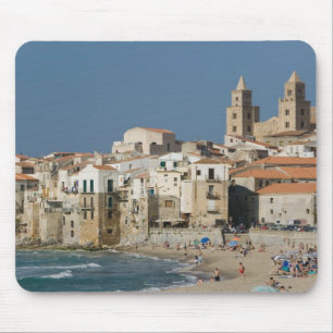 Mousepad Itália, Sicília, Cefalù, Vista da cidade com Duomo