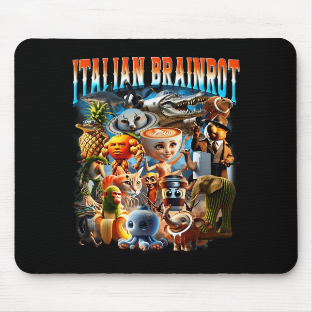 Mousepad Italian Brainrot Characters Funny Meme Pular Trend (Frente)