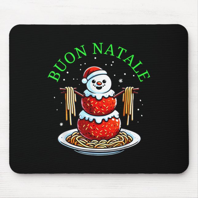 Mousepad Italian Food Christmas Meatball Snowman Ugly Chris (Frente)