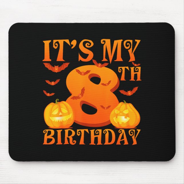 Mousepad Its My 8th Birthday Pumpkins 8 Years Old Halloween (Frente)