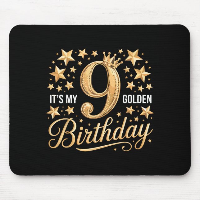 Mousepad It's My 9th Golden Birthday 9 Year Old Bday Groovy (Frente)