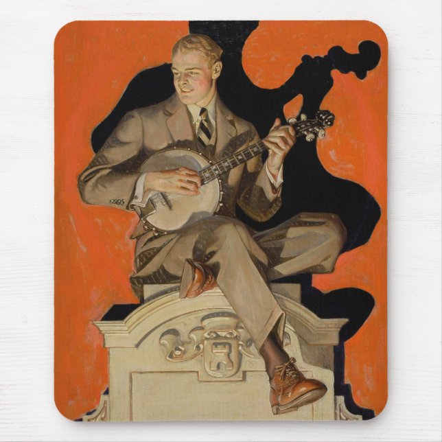 Mousepad J.C. Leyendecker Banjo Player 1920 Art Deco Art (Frente)