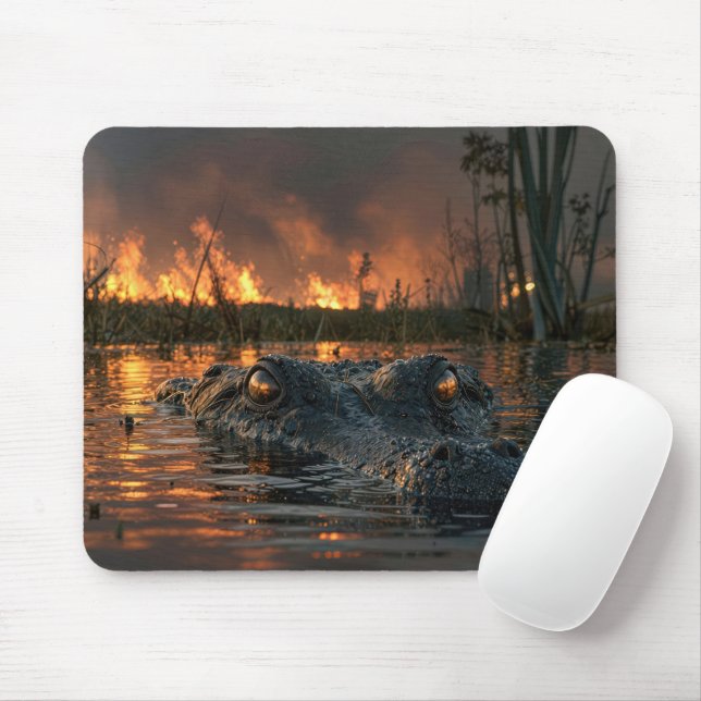 Mousepad Jacaré no incêndio florestal de Everglades (Com mouse)