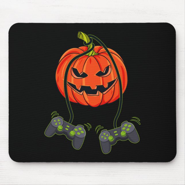Mousepad Jack O Lantern Video Gamer Controla Halloween B (Frente)