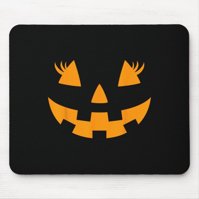 Mousepad Jack O Lanterna Face Pumpkin Eyelashes Hallowen Co (Frente)
