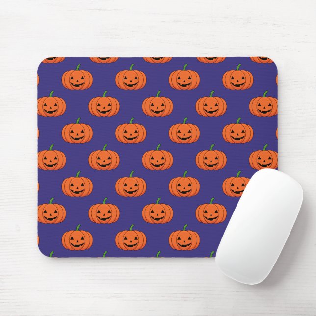 Mousepad Jack-O-Lanterna Pumpkin Padrão de Halloween (Com mouse)