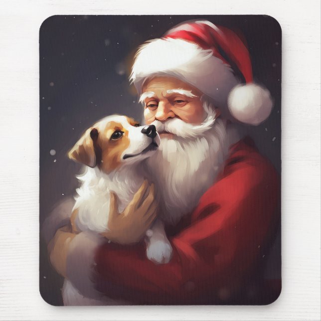 Mousepad Jack Russell Com Papai Noel Natal Festivo (Frente)