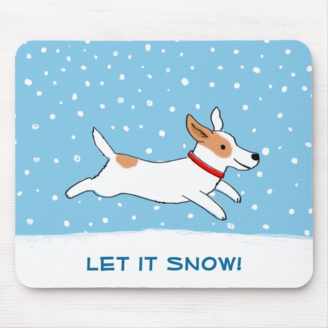 Mousepad Jack Russell Deixou-o Neve Cachorro Feriado de inv (Frente)