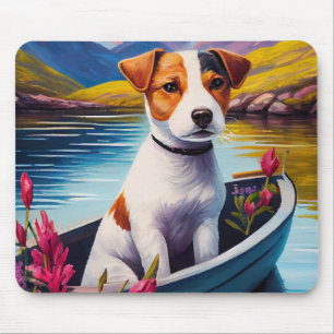 Mousepad Jack Russell em um remo: Uma aventura cênica