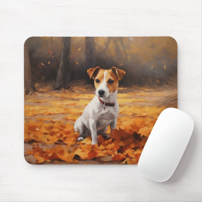 Mousepad Jack Russell no outono deixa cair inspiração (Com mouse)