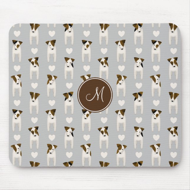 Mousepad Jack Russell Terriers padrão lt cinzas ou QUALQUER (Frente)