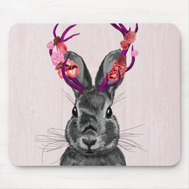 Mousepad Jackalope com Antlers Rosa 2 (Frente)