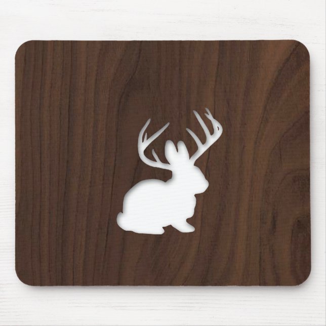Mousepad Jackalope na madeira de Brown escuro (Frente)