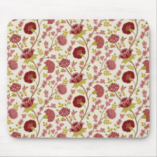 Mousepad Jacobean Floral Reds Pinks Dourado Cream