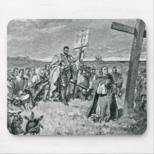 Mousepad Jacques Cartier que setting-up uma cruz em Gaspe