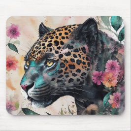 Mousepad Jaguar Watercolor Arte Floral
