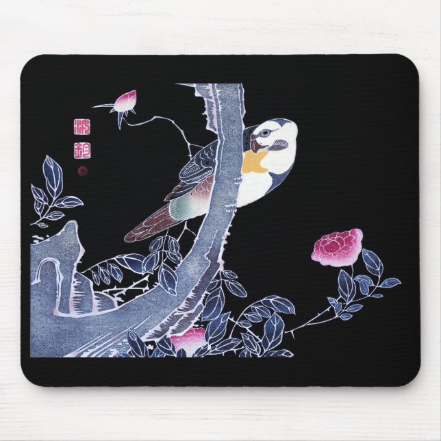 Mousepad Jakuchu, "Papagaio no Ramal de um Rosa de Flor" (Frente)