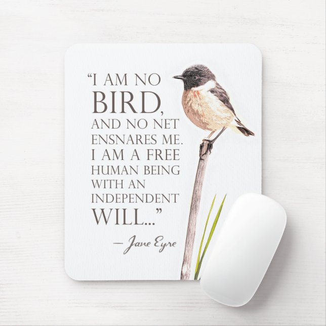 Mousepad Jane Eyre - Não Sou Pássaro - Pássaro Marrom (Com mouse)