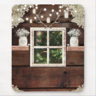 Mousepad Janela de cabine de pousada russa olhando para a á