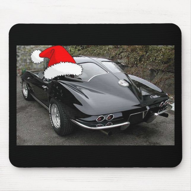 Mousepad Janela de Divisão Preta da Corvette de Natal (Frente)