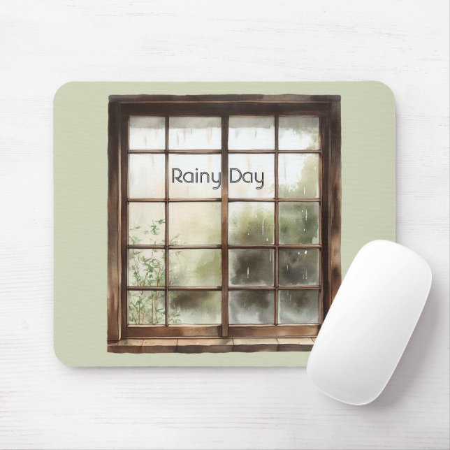 Mousepad Janela Verde Dia Chuvoso (Com mouse)