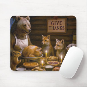 Mousepad Jantar de Ação de Graças com Peru e Vida Selvagem