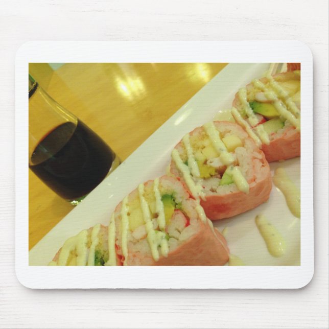 Mousepad Jantar de Sushi Peixe Arroz Dieta Saudável (Frente)