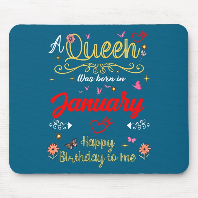 Mousepad January Birthday A Queen Was Born In January Girl  (Frente)