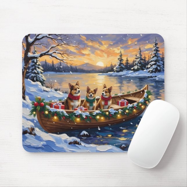 Mousepad Japanese Chin Christmas Boat Holiday (Com mouse)