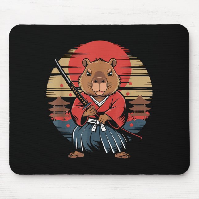 Mousepad Japanese Samurai Capybara  (Frente)
