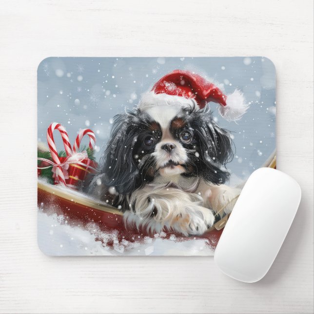 Mousepad Japonês Cachorro Natal Festivo (Com mouse)