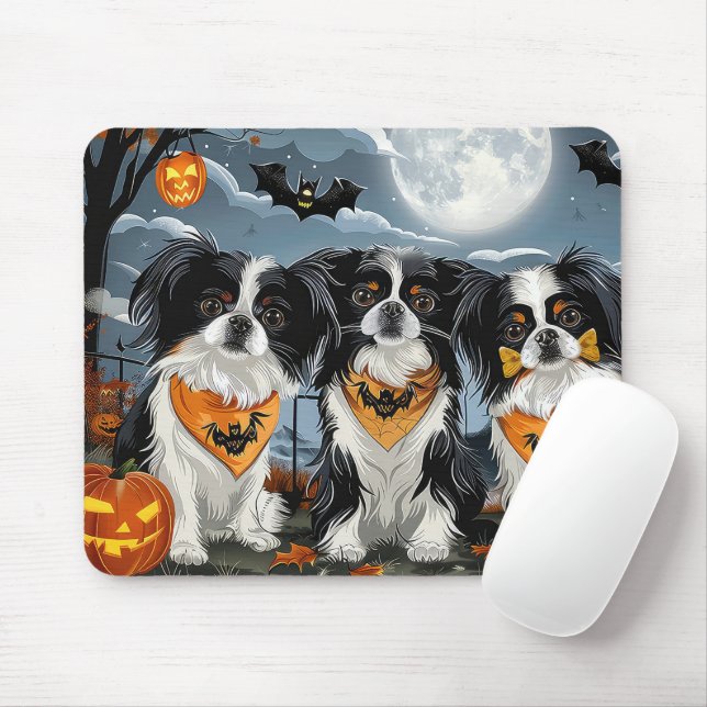 Mousepad Japonês Chin Halloween Spooky (Com mouse)