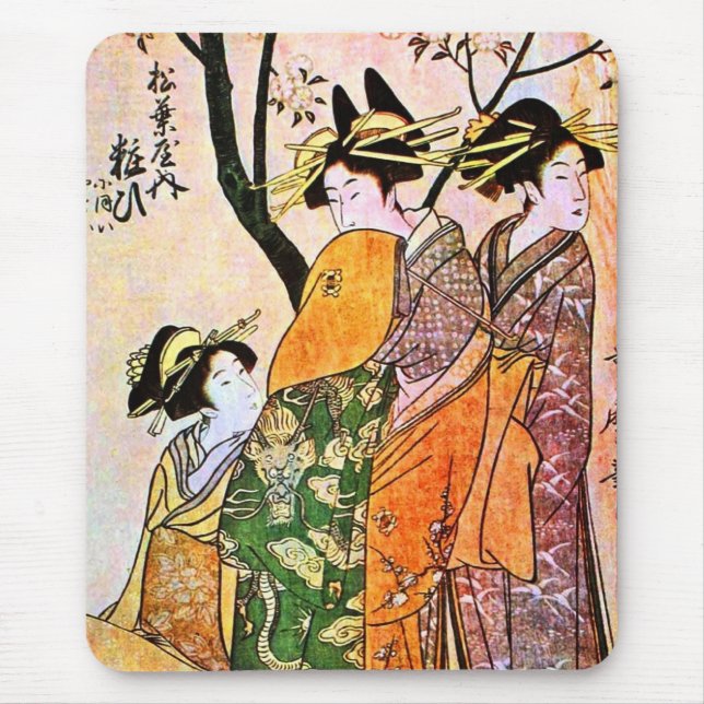 Mousepad Japonês Engrenando Três Geisha 1911 (Frente)