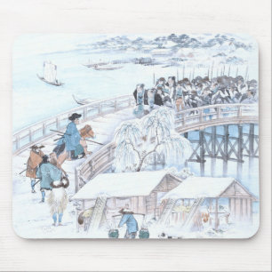 Mousepad Japonês Ukiyo-e de 47 Ronin na ponte de Ryogoku