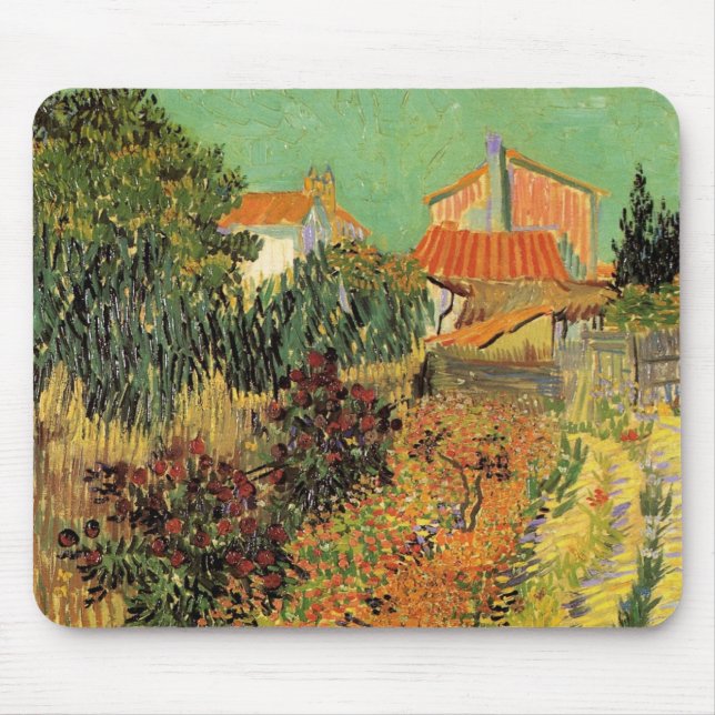 Mousepad Jardim atrás de uma casa por Vincent van Gogh (Frente)