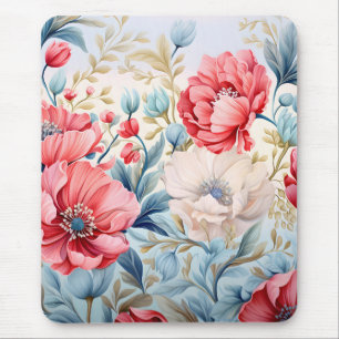 Mousepad Jardim Botânico de Flores Românticas Elegantes