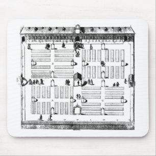Mousepad Jardim botânico de Leiden (gravura) (foto de b/w)
