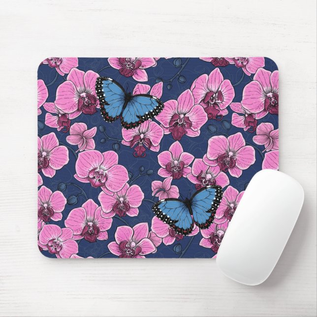 Mousepad Jardim Botânico de Orquídeas com Borboletas (Com mouse)