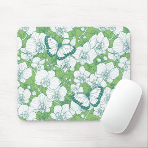Mousepad Jardim Botânico de Orquídeas com Borboletas em ver