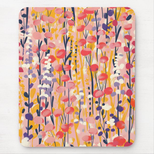 Mousepad Jardim Botânico Floral Abstrato de Flores Silvestr (Frente)