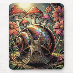 Mousepad Jardim Caprichoso de Caracol e Cogumelo Cósmico