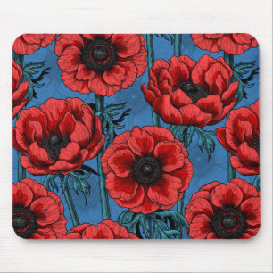 Mousepad Jardim de anêmona vermelho