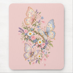 Mousepad Jardim de Aniversário Borboleta Pastel