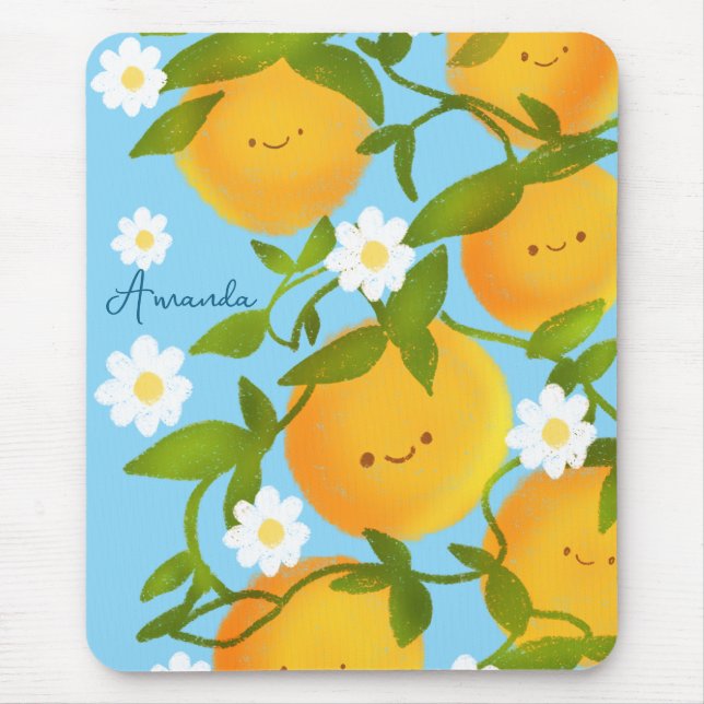 Mousepad Jardim de Árvores de Laranjas de Verão (Frente)