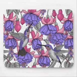 Mousepad Jardim de beija-flor em melrose e rosa