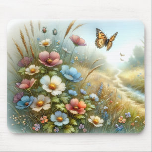 Mousepad Jardim de Borboletas do Prado de Flores Silvestres